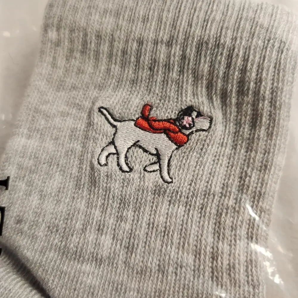 Victoria's Secret PINK Black and Gray Winter Pup Christmas Holiday Gift Socks